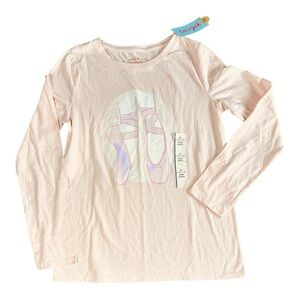 🌺 5 X 25 🌺 Cat & Jack Pink Long Sleeve Tee with Crew Neck L (10/12)
